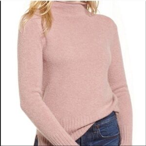 Madewell inland roll turtleneck pink cozy sweater